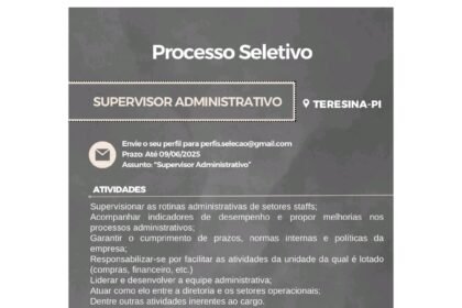 Vaga para Supervisor Administrativo
