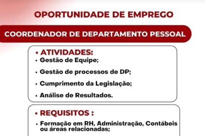 Vaga para Coordenador de DP