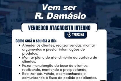 Vaga para Vendedor Atacadista Interno