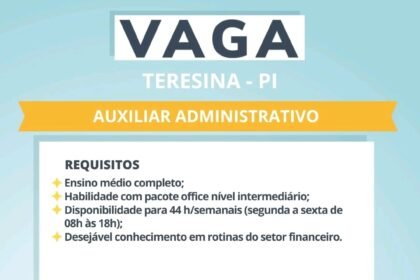 Vaga para Auxiliar Administrativo