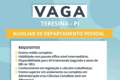 Vaga para Auxiliar de DP