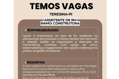 Vaga para Assistente de RH