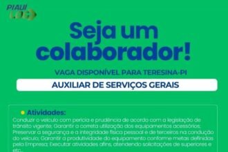 Vaga para Auxiliar de Serviços Gerais