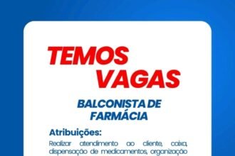 Vaga para Balconista de Farmácia