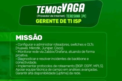 Vaga para Gerente de TI ISP
