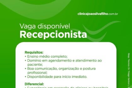 Vaga para Recepcionista em Parnaíba