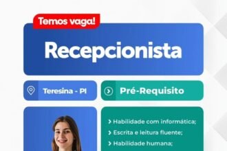 Vaga para Recepcionista