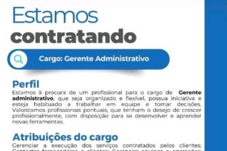 Vaga de emprego para Gerente Administrativo