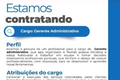 Vaga de emprego para Gerente Administrativo