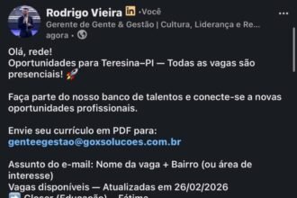 Diversas vagas de emprego