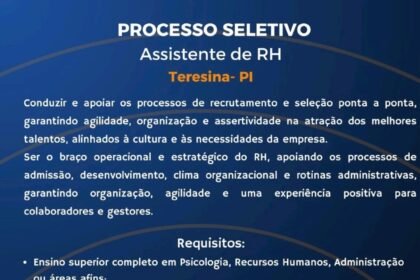 Vaga de emprego para Assistente de RH