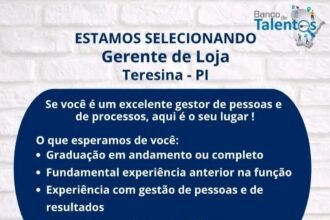 Vaga de emprego para Gerente de Loja