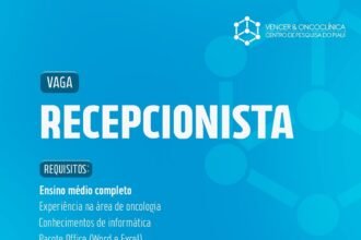 Vaga de emprego para Recepcionista