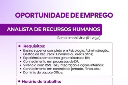 Vaga de emprego para Analista de RH