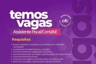 Vaga de emprego para Assistente Fiscal/Contábil
