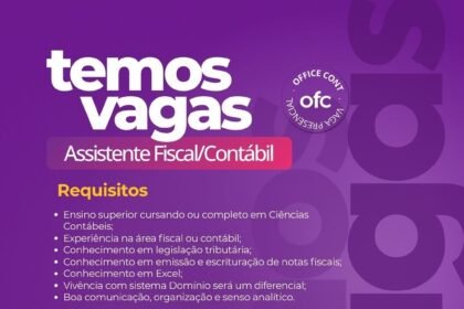 Vaga de emprego para Assistente Fiscal/Contábil