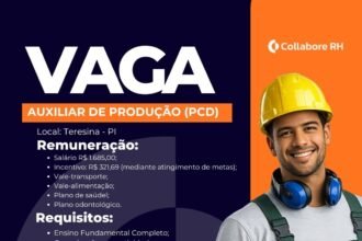 Vaga de emprego para Auxiliar de Produção (PCD)