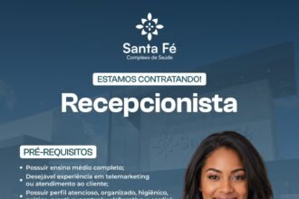 Vaga de emprego para Recepcionista