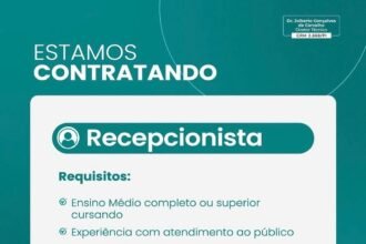Vaga de emprego para Recepcionista