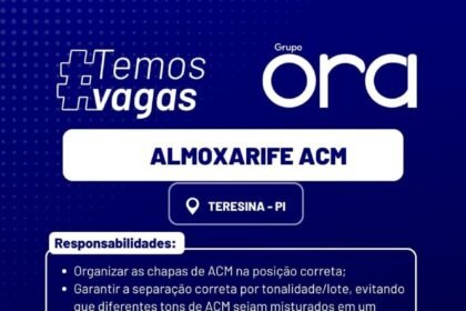 Vaga de emprego para Almoxarife ACM
