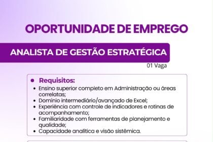 Vaga de emprego para Analista de Gestão de Estratégica