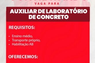 Vaga de emprego para Auxiliar de Laboratório de Concreto