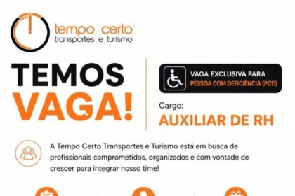 Vaga de emprego para Auxiliar de RH (PCD)