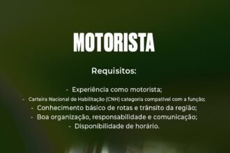 Vaga de emprego para Motorista