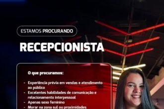 Vaga de emprego para Recepcionista