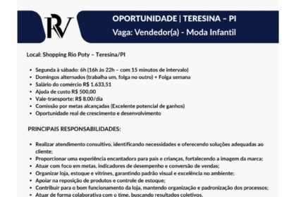 Vaga de emprego para Vendedor(a) em Teresina