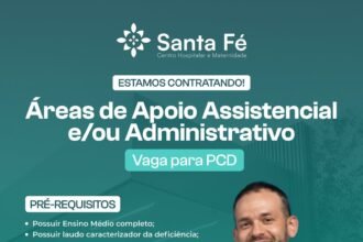 Vaga de emprego para Apoio Assistencial e/ou Administrativo (PCD)