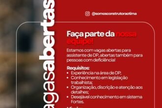 Vaga de emprego para Assistente de DP (PCD)