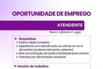 Vaga de emprego para Atendente