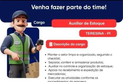 Vaga de emprego para Auxiliar de Estoque