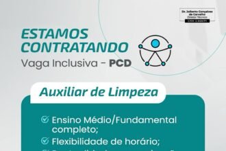 Vaga de emprego para Auxiliar de Limpeza (PCD)