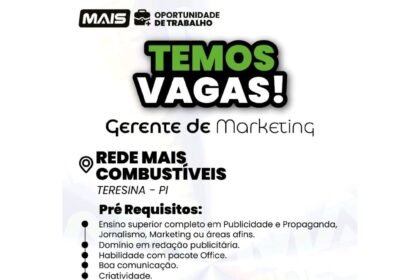 Vaga de emprego para Gerente de Marketing