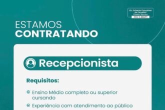 Vaga de emprego para Recepcionista