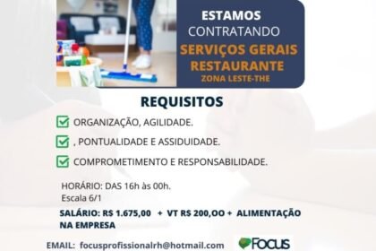 Vaga de emprego para Serviços Gerais