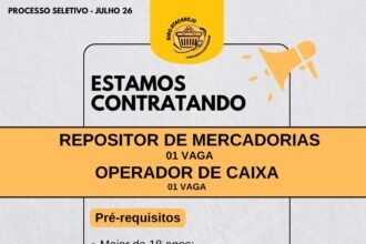 Vagas de emprego para Repositor de Mercadorias e Operador de Caixa em Parnaíba