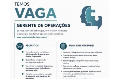 Vaga de emprego para Gerente de Operações